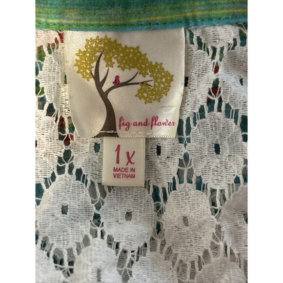 Anthropologie Fig and Flower Semi Sheer Floral Aztec Lace Blouse 1X Blouse/top - Picture 12 of 13